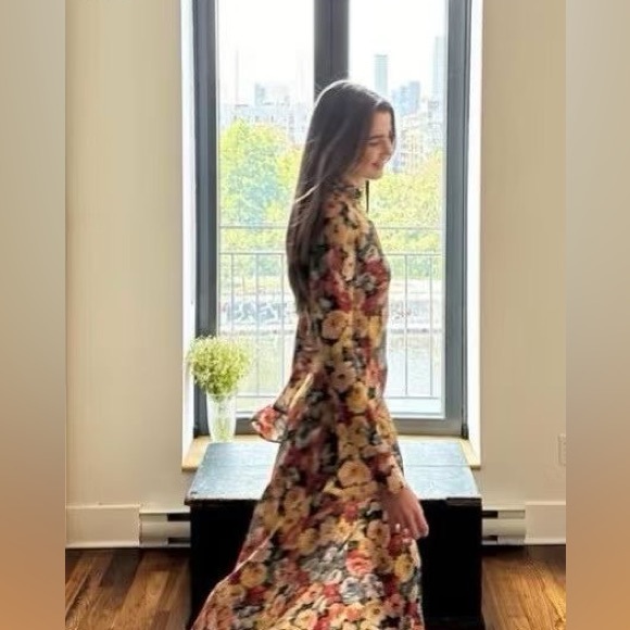 Doen Musetta floral-print silk midi dress NEW without tag - Picture 4 of 10